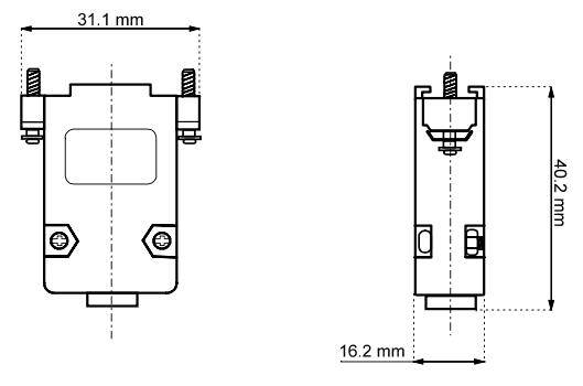 Haube für D-SUB 9-polig, Kunststoffausführung, metallisiert