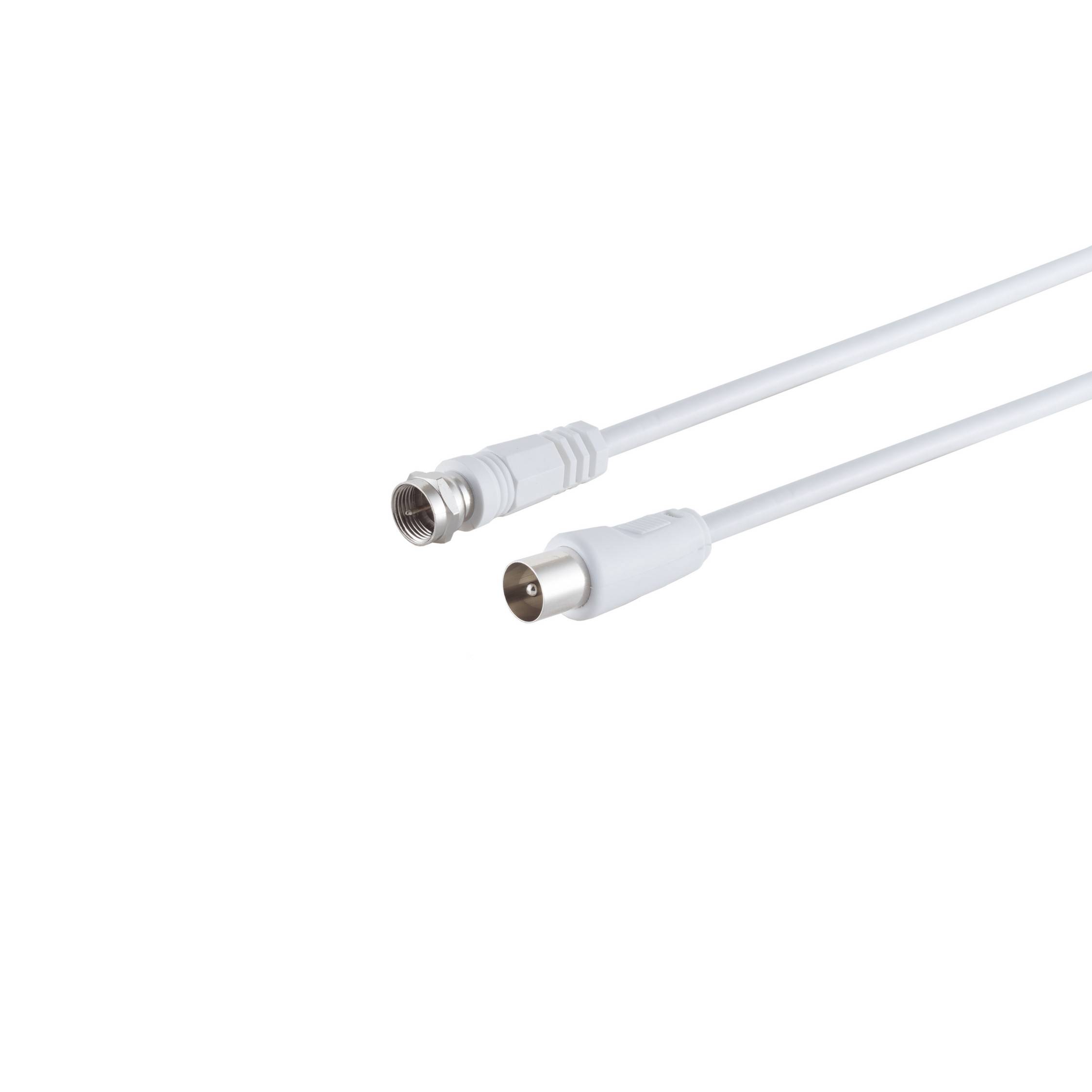 F-Stecker/ Koax-Stecker, RG 59, >80 dB, weiß 3,75m