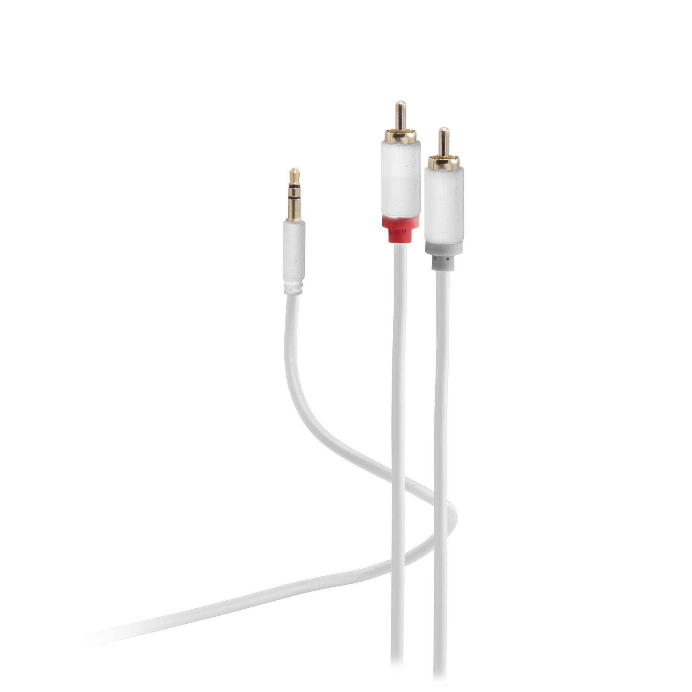mini 3,5mm Klinke auf Cinch RCA Kabel, weiß, 1,5m