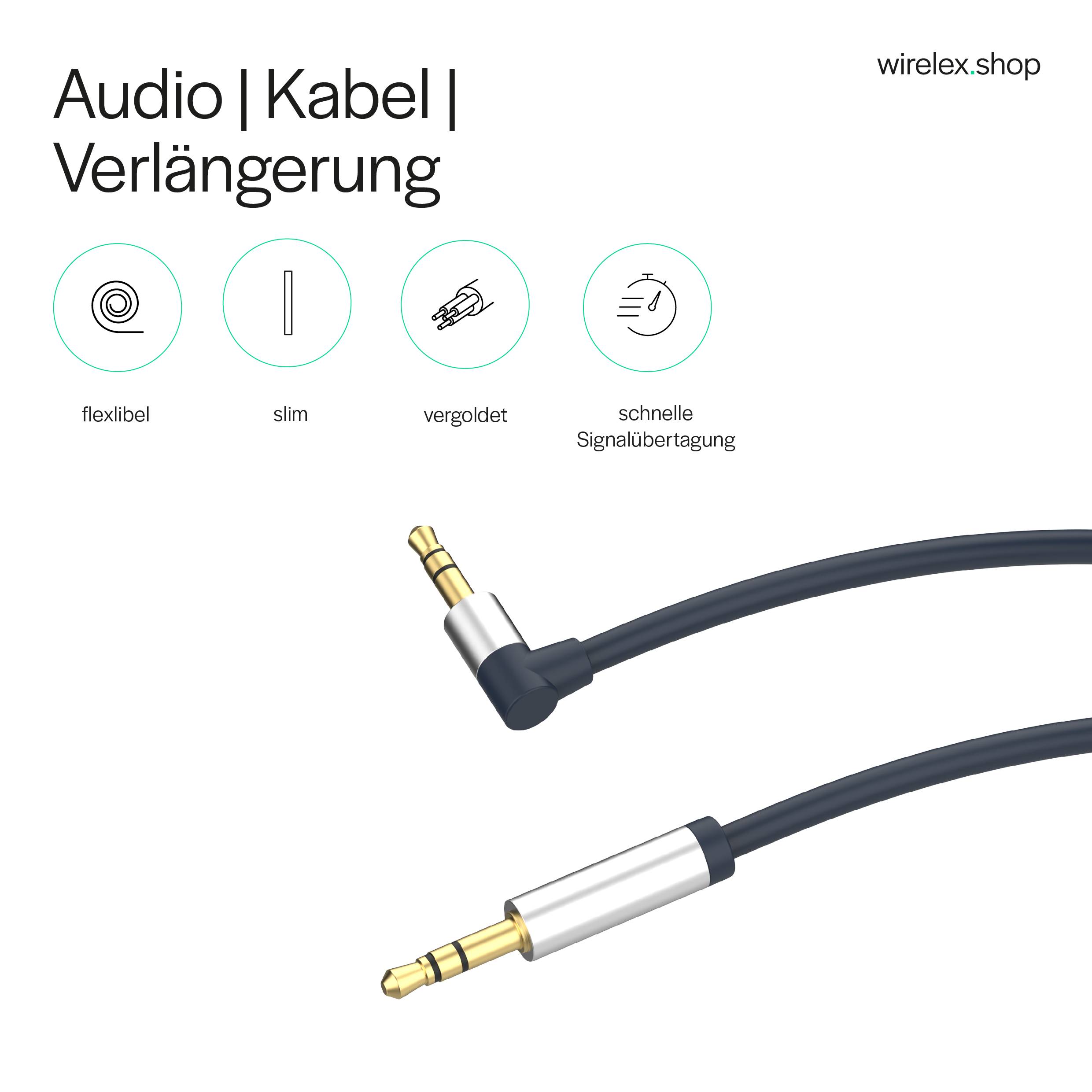 3,5mm Klinken-Kabel Winkel/ gerade, AUX, 3m