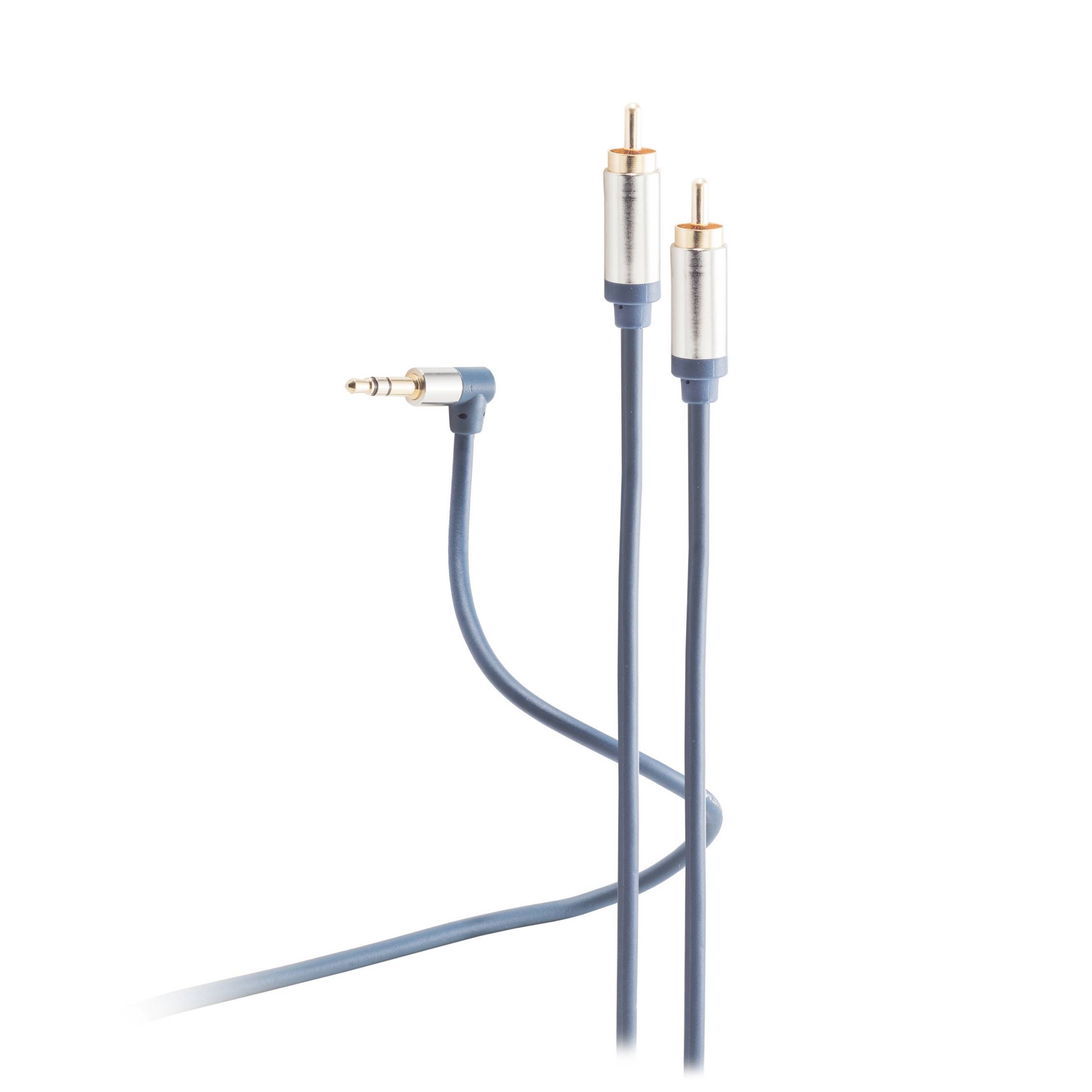3,5mm Winkel Stecker auf 2xCinch Stecker RCA 0,75m