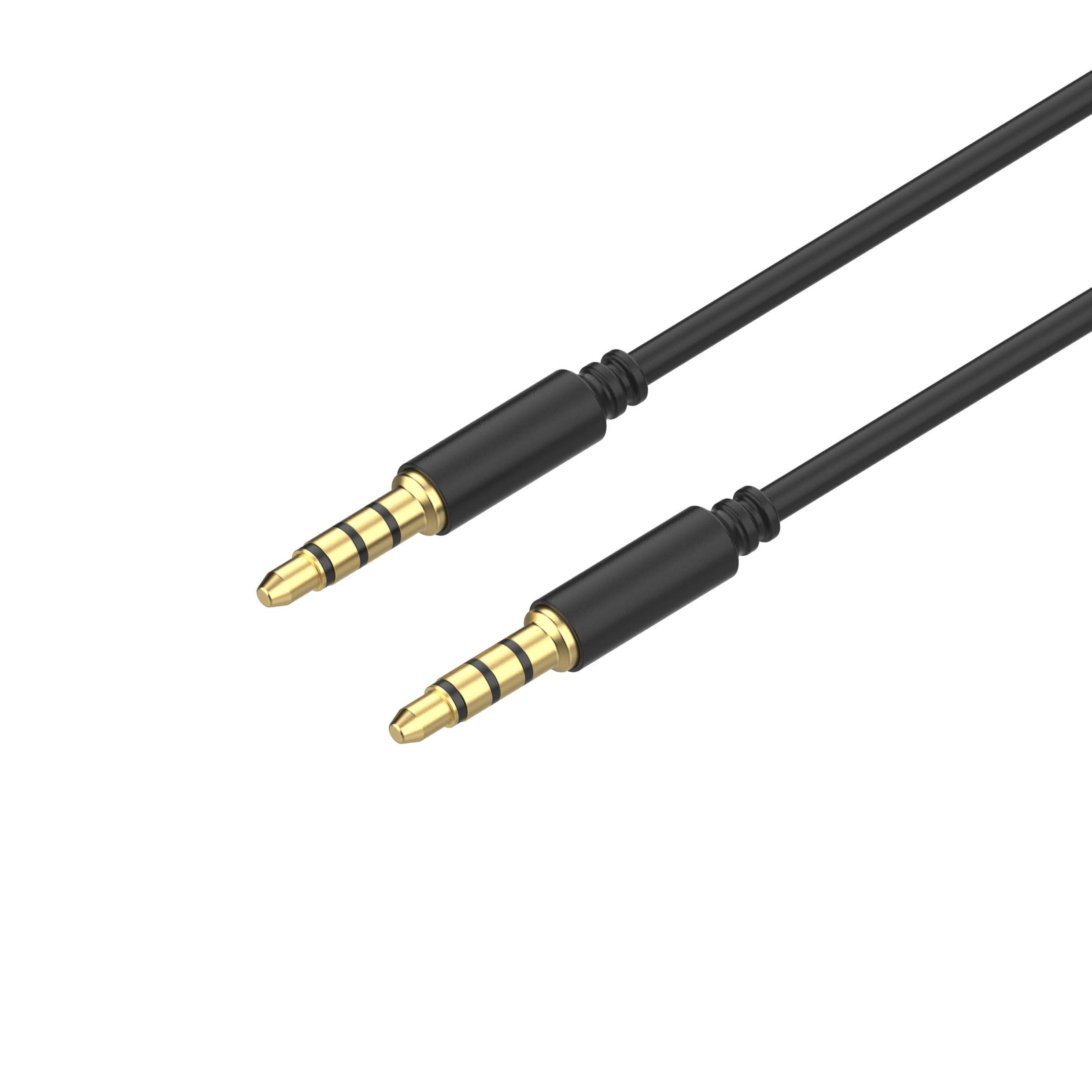 Flexline® Audio Klinkenkabel 3,5mm 4-polig, hochflexibel, vergoldet 1,5m schwarz