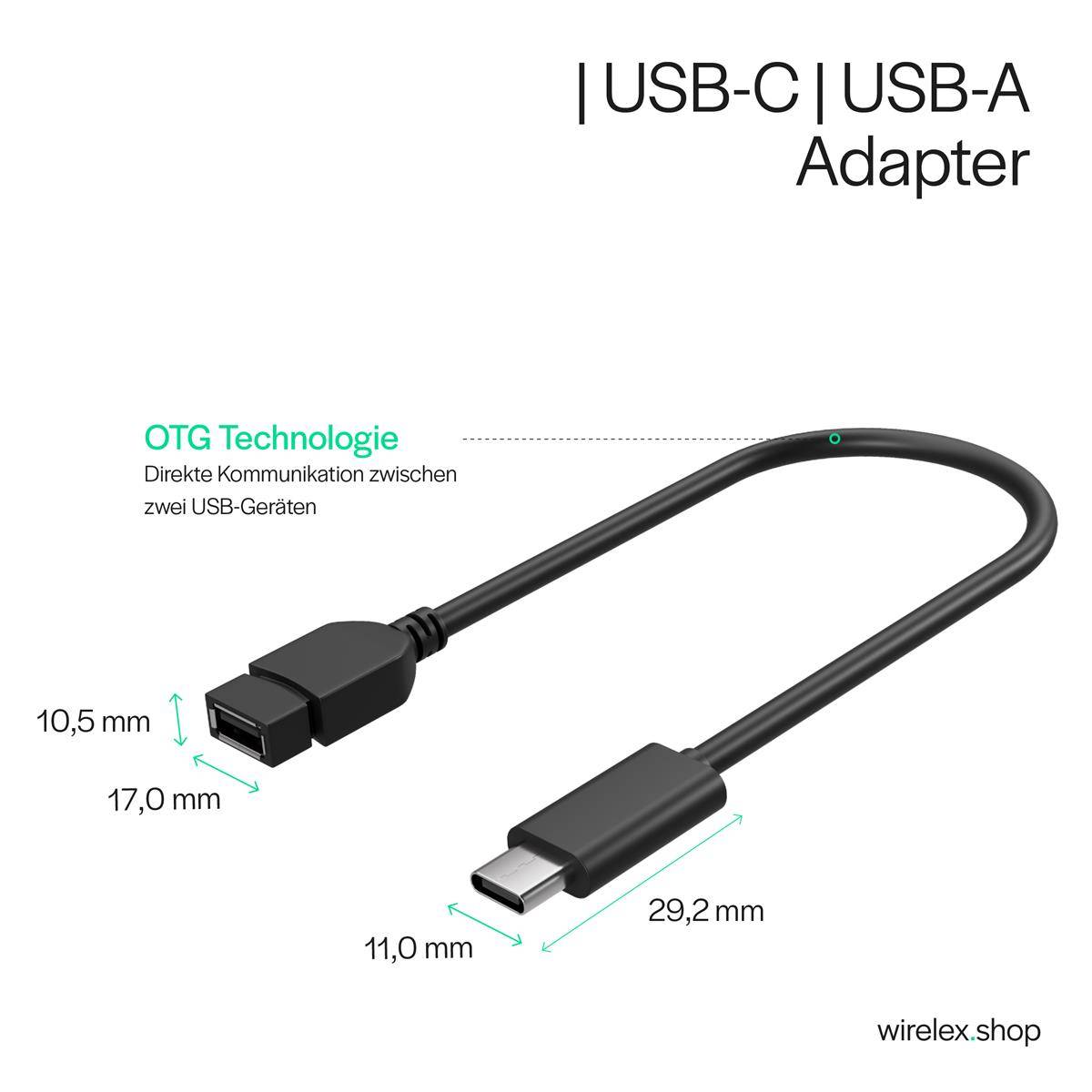 Adapter, USB-Typ C-Stecker/ USB 2.0 A Buchse, OTG