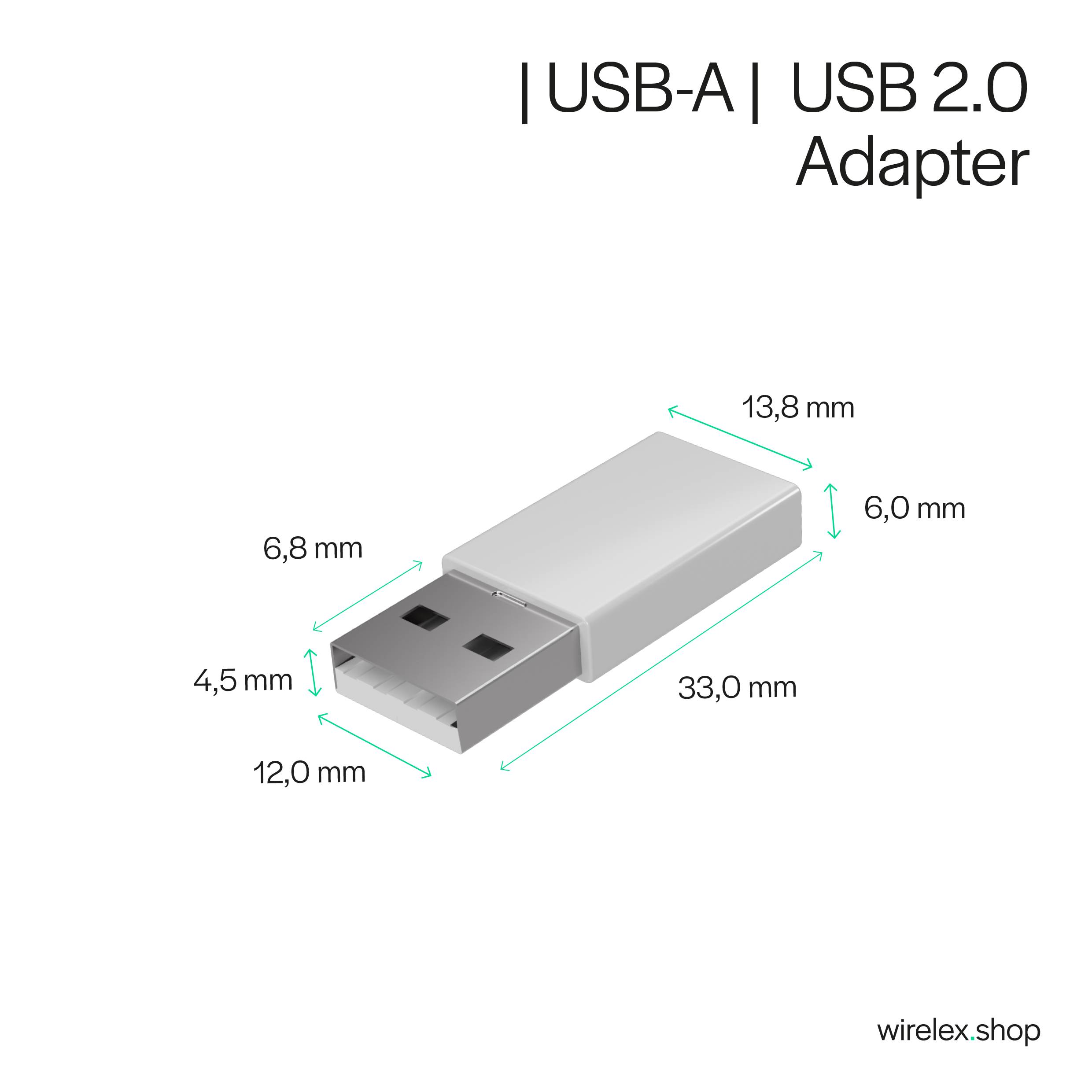 Adapter USB 2.0 A Stecker auf USB 3.1 C Buchse, weiß