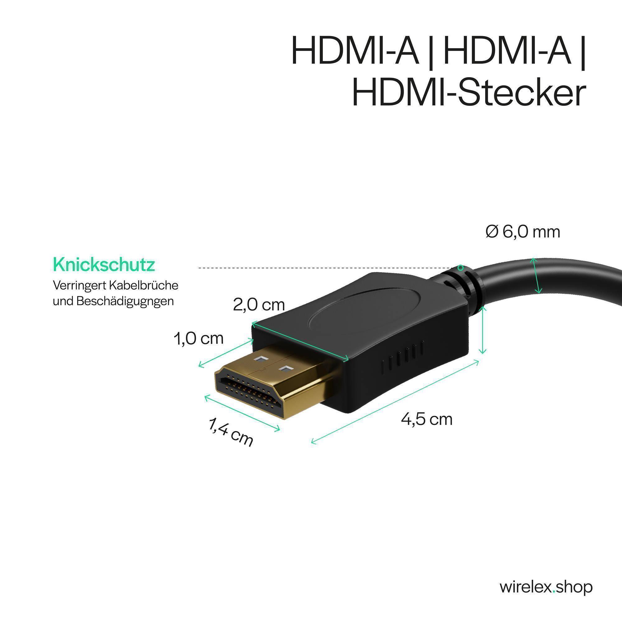 HDMI A-Stecker auf HDMI A-Stecker OD6mm verg, 1m