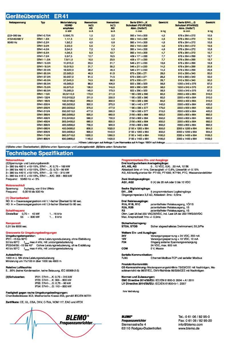 Blemo Frequenzumrichter ER41-0.75/4G