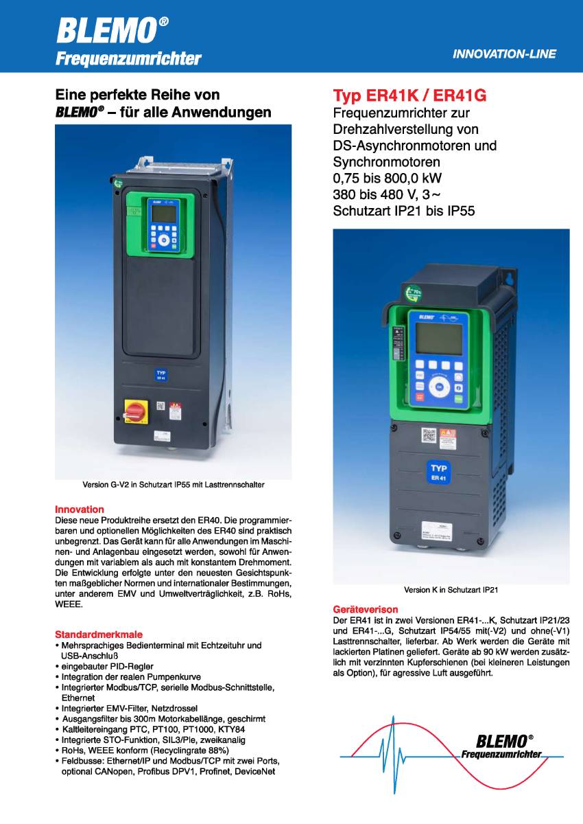 Blemo Frequenzumrichter ER41-0.75/4G