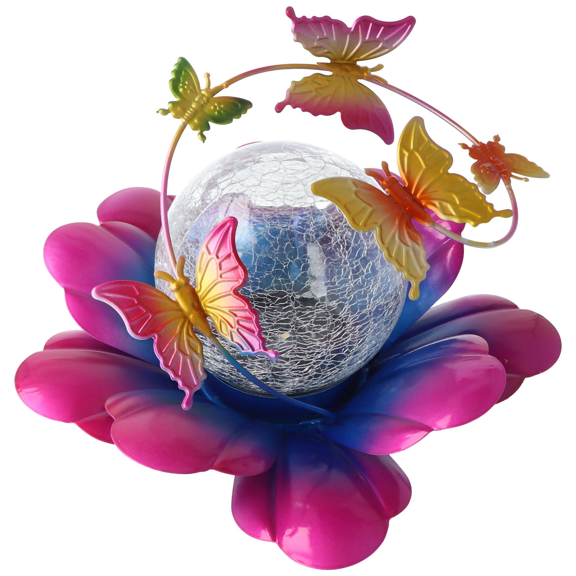 LED SOLAR Blumen Licht BUTTERFLY Pink mit Akku und Solarpanel