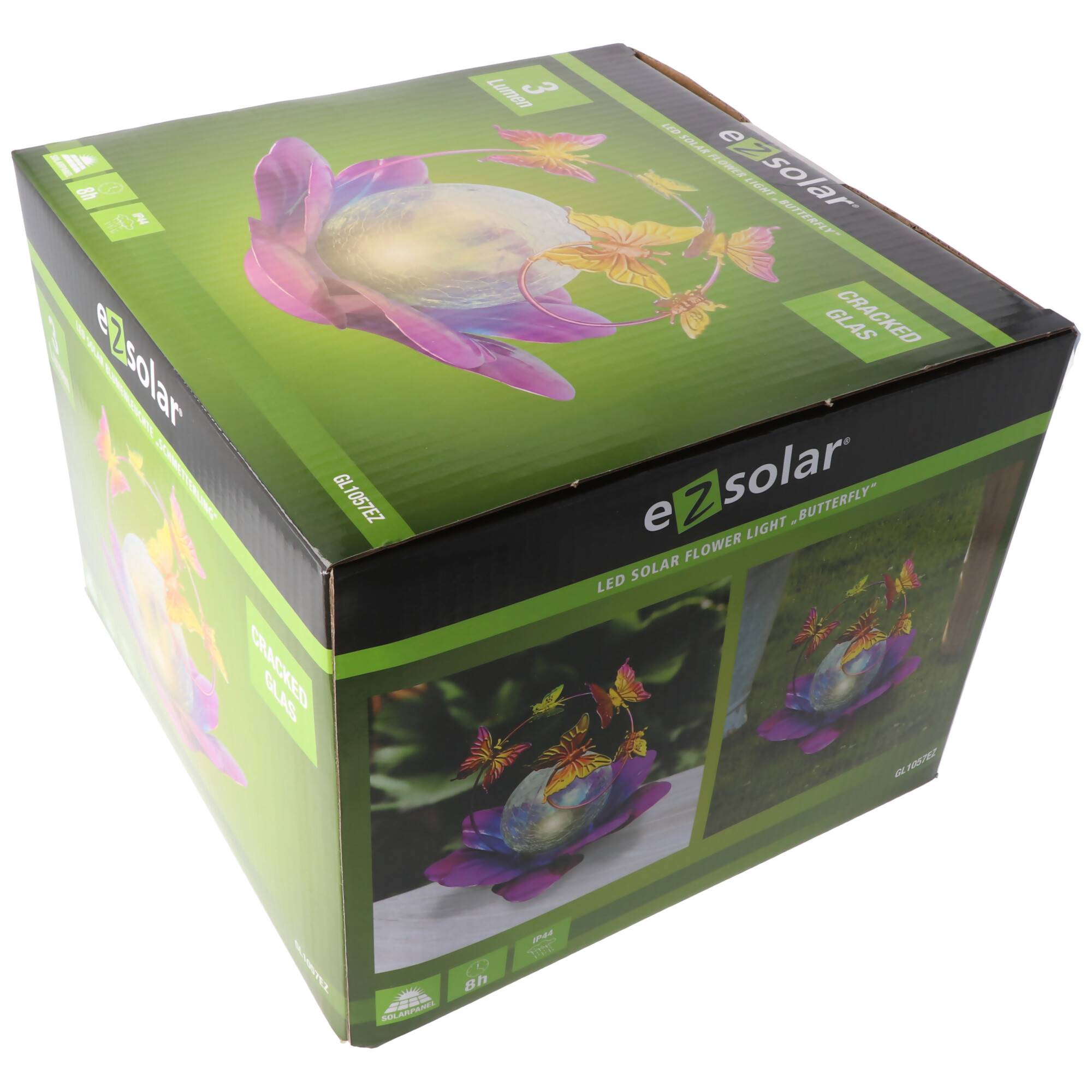 LED SOLAR Blumen Licht BUTTERFLY Pink mit Akku und Solarpanel