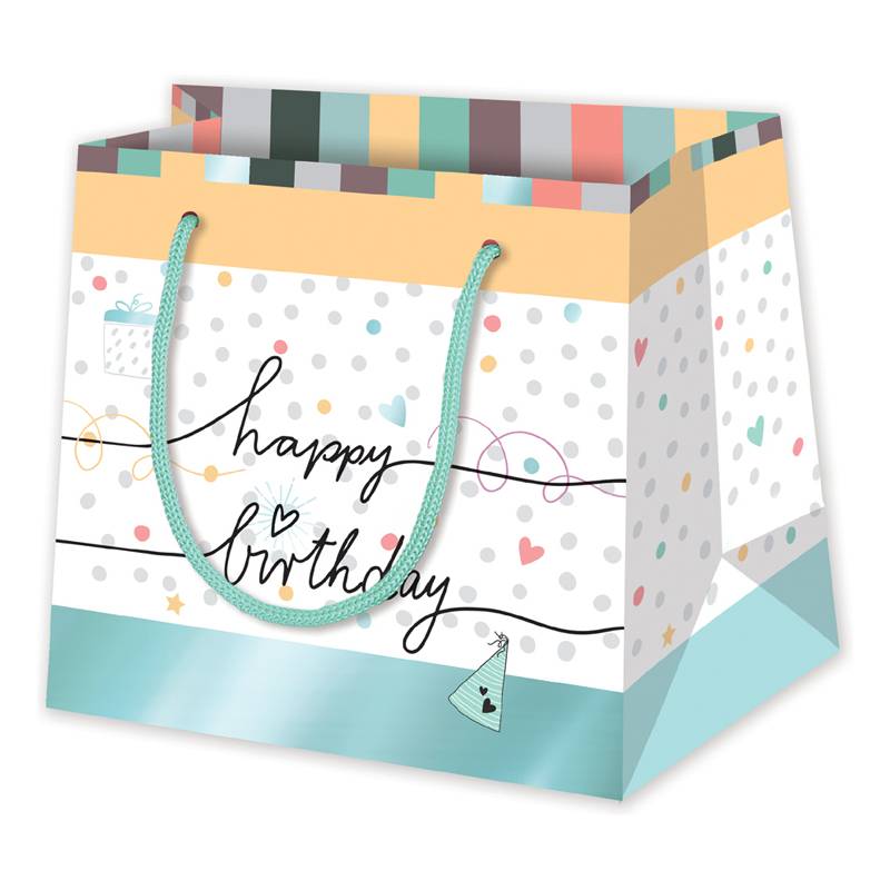 SUSY CARD Geschenktüte "Happy Eco B-day Typo", klein