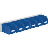 Sichtlagerkastenset H140xB920xT250mm Stahlblech/Polyethylen Ku.blau 6xGr.6 Sichtlagerkastenset H140xB920xT250mm Stahlblech/Polyethylen Ku.blau 6xGr.6