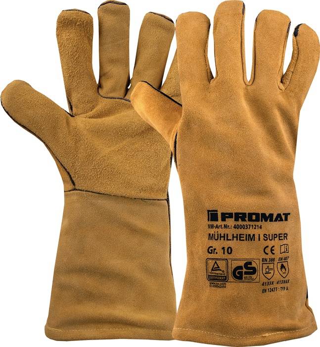 Schweißerhandschuhe Mühlheim I Super Gr.10 gelb Rindspaltleder 6 PA