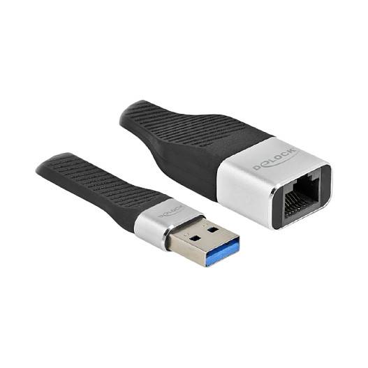USB-Adapter-Set mit einem USB-A-Stecker und einer RJ45-Ethernet-Buchse, dargestellt auf weißem Hintergrund.