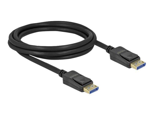 Schwarzes HDMI-Kabel mit zwei vergoldeten Steckern auf weißem Hintergrund.