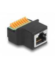 Delock RJ45 Buchse zu Terminalblock mit Drucktaster Adapter Schwarz Grün