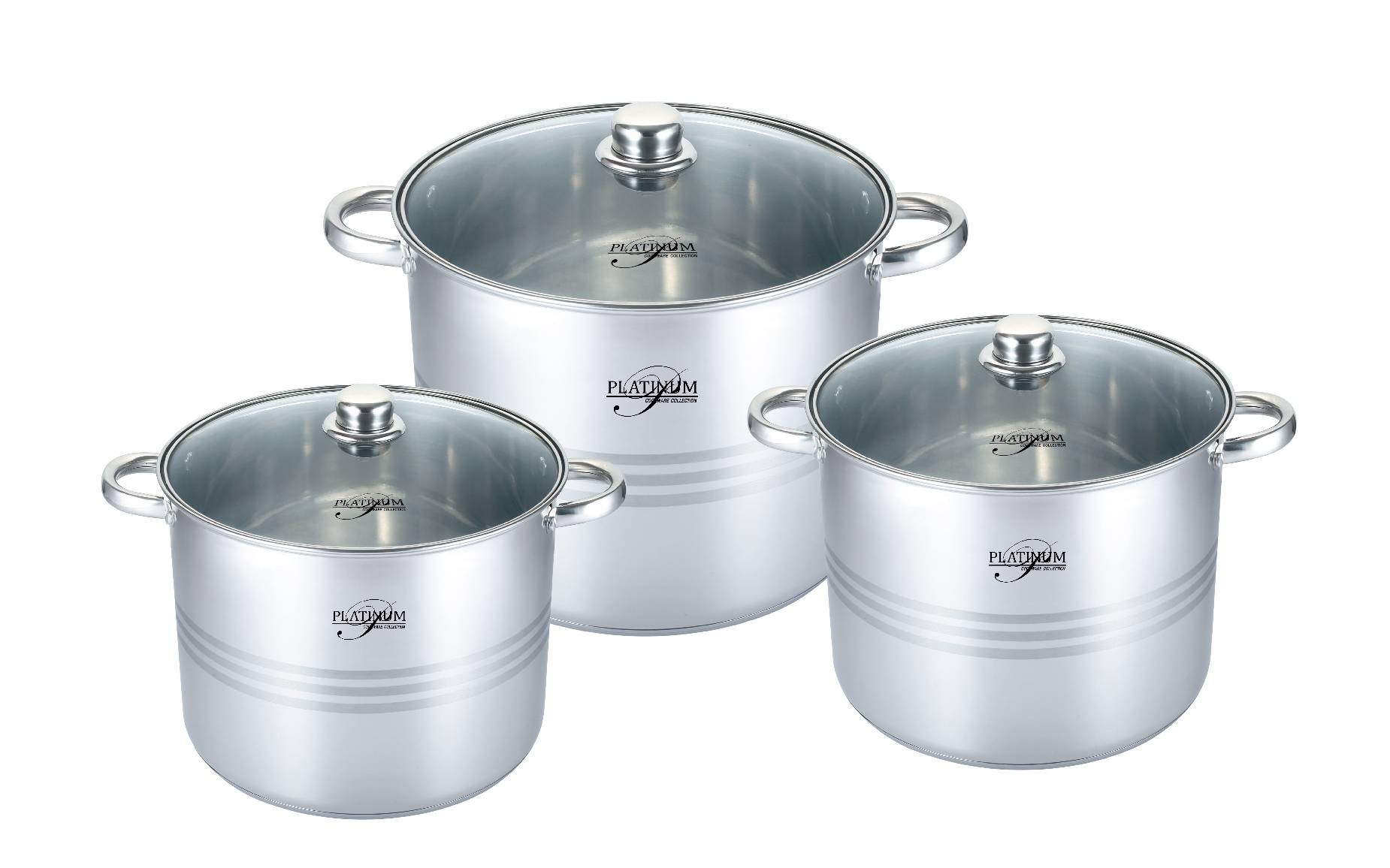 6 tlg Edelstahl Kochgeschirr Induktion 18/10 Edelstahl Kochtopf Topf Set Deckel Gastronomie