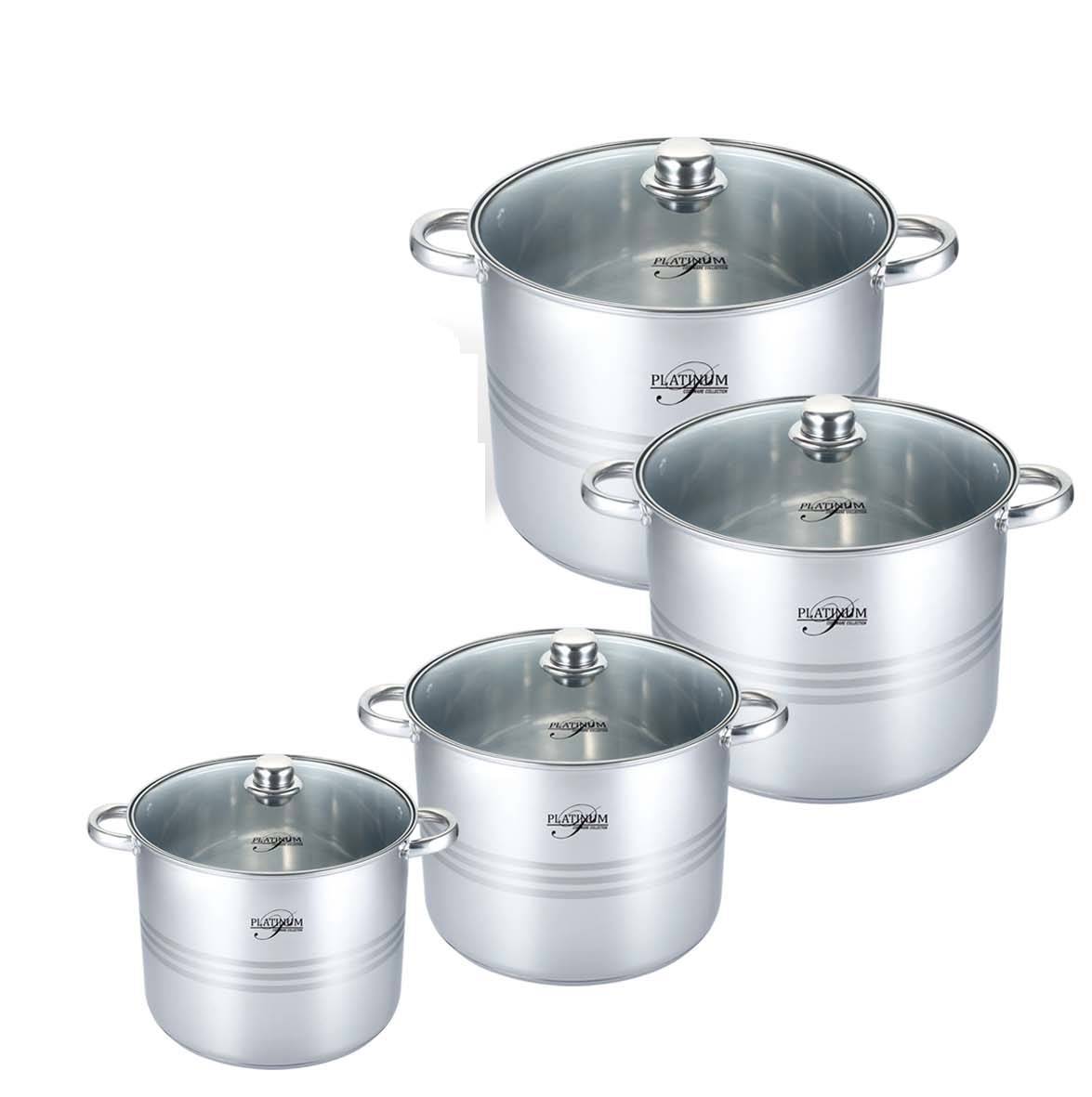 8 tlg Edelstahl Kochtopfset Induktion 22/24/26/28cm Kochtopf Töpfe Topf Deckel Universalkochset Kochtopf Gastronomie