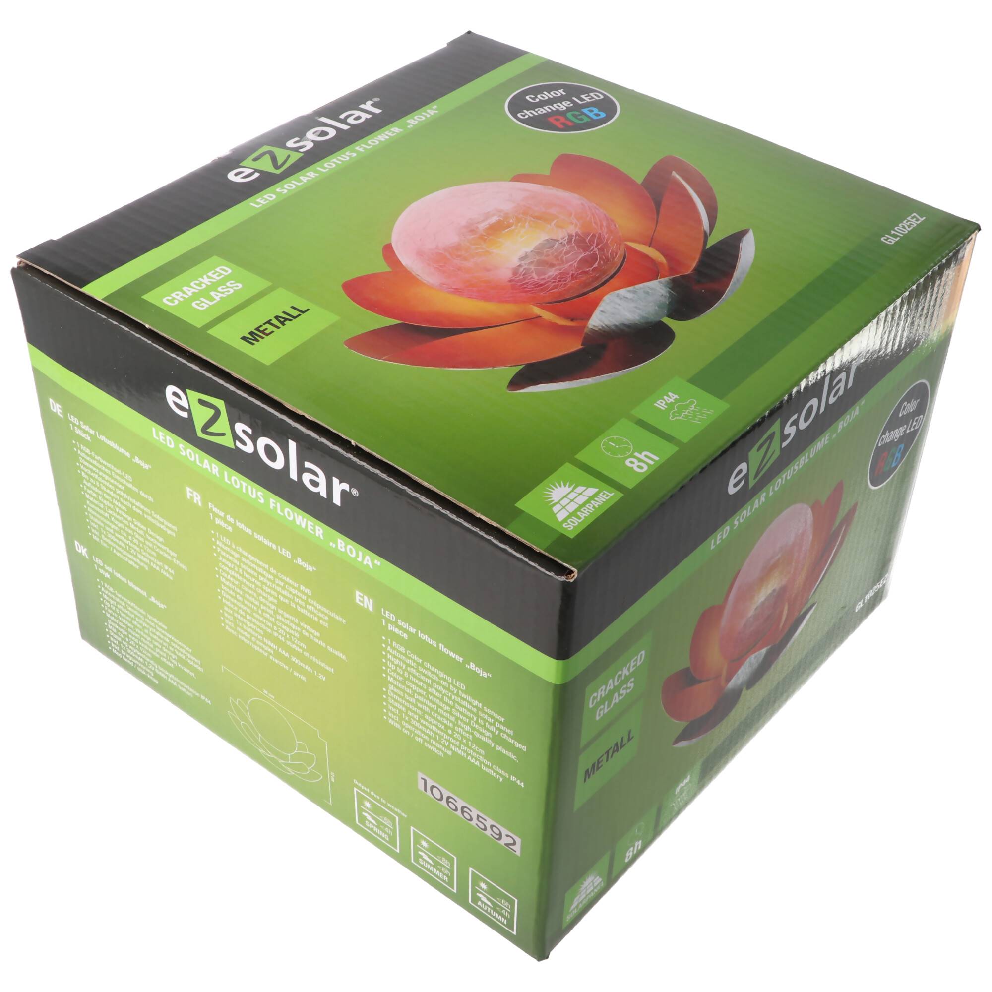 Lotusblume Solar LED Gartenlicht rot, grün, blau mit Farbwechsel LED RGB, Solarpanel und Akku