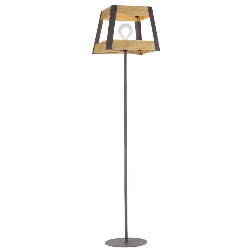 Retro Steh Leuchte Wohn Ess Zimmer Holz Decken Fluter Stand Lampe schwarz LeuchtenDirekt