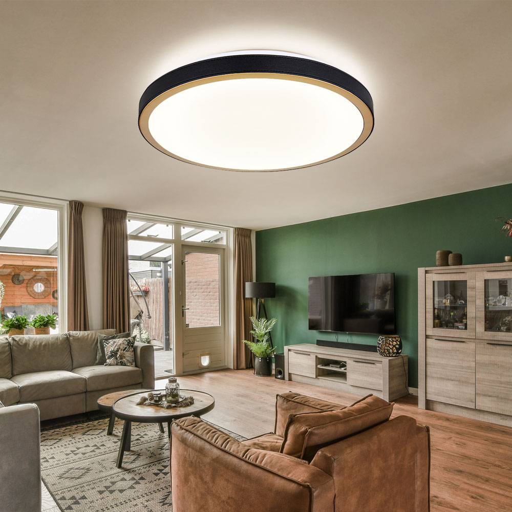 Deckenlampe Schlafzimmer Deckenleuchte CCT Schlafzimmerleuchte LED, Metall altmessing weiß opal modern, 1x LED 24W 1097Lm 300-600K, DxH 42x9,5cm