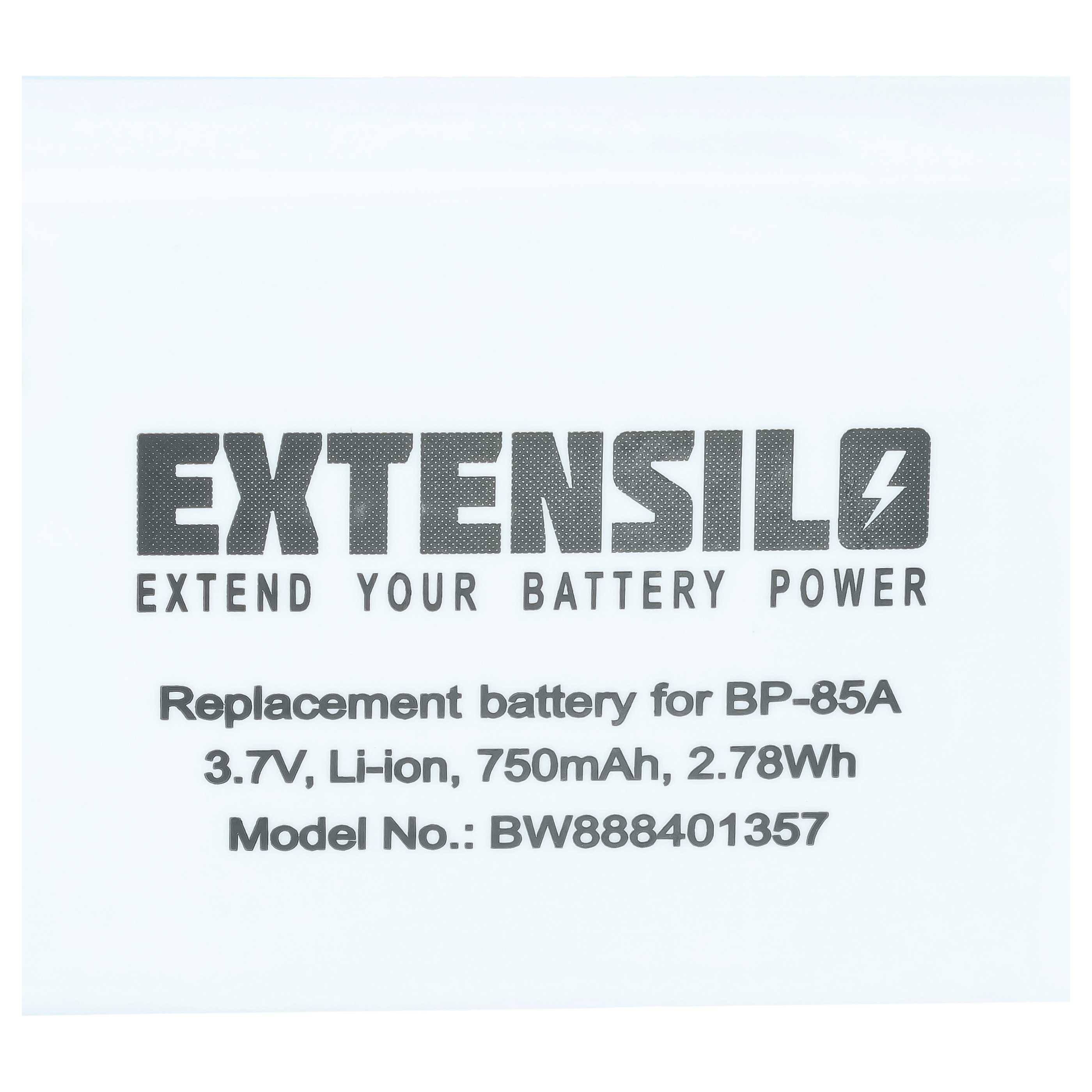 EXTENSILO 3x Akku Ersatz für Samsung BP-85a, BP85a, EA-BP85a, IA-BP85a für Kamera (750 mAh, 3,7 V, Li-Ion)