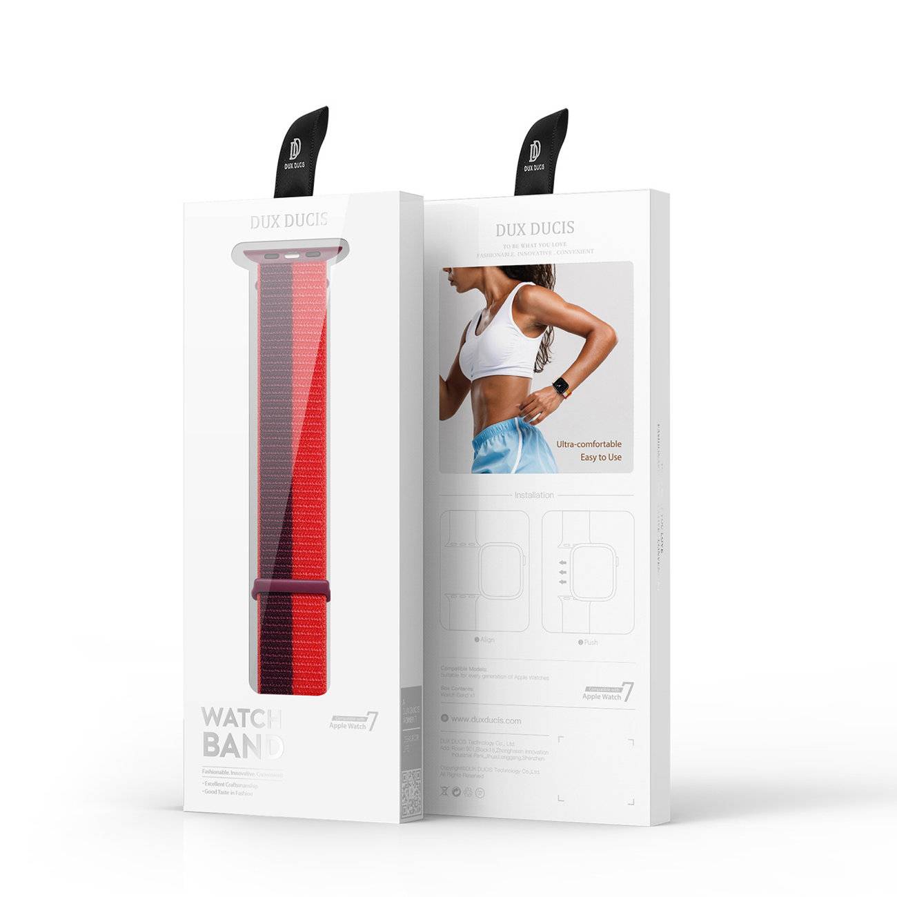 Dux Ducis Uhrenarmband Watch 7 / SE (45/44 / 42mm) Armband Armreif Sport Version Rot