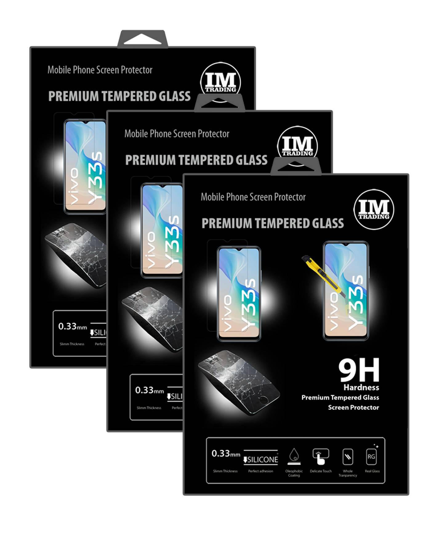 3X Schutzglas 9H kompatibel mit Vivo Y33s Displayschutzfolie Schutzfolie Passgenau Glas