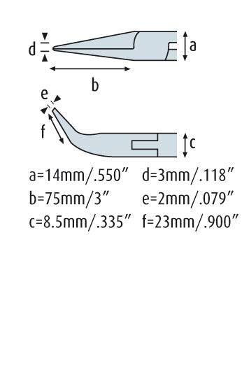 Spitzzange 200mm gebogen mit Verzahnung mit Feder