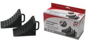 IWH Unterlegkeil mit Halter, schwarz, 2er Set aus Kunststoff, stark und robust, verhindert