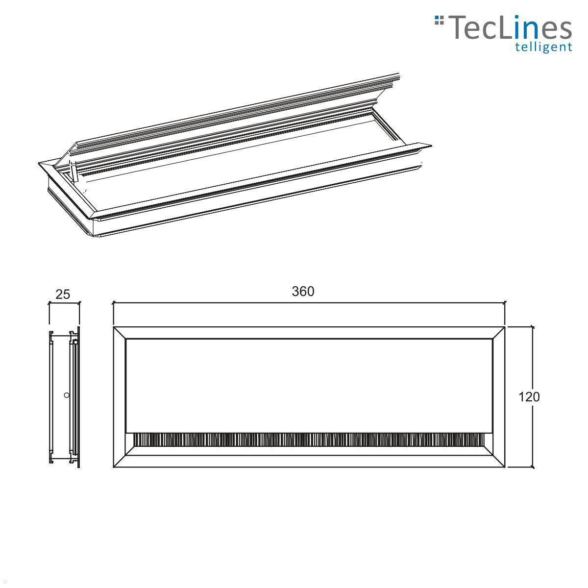 TecLines TKD015S Kabeldurchlass / Kabeldurchführung 120x360 mm mit Soft Close, s...