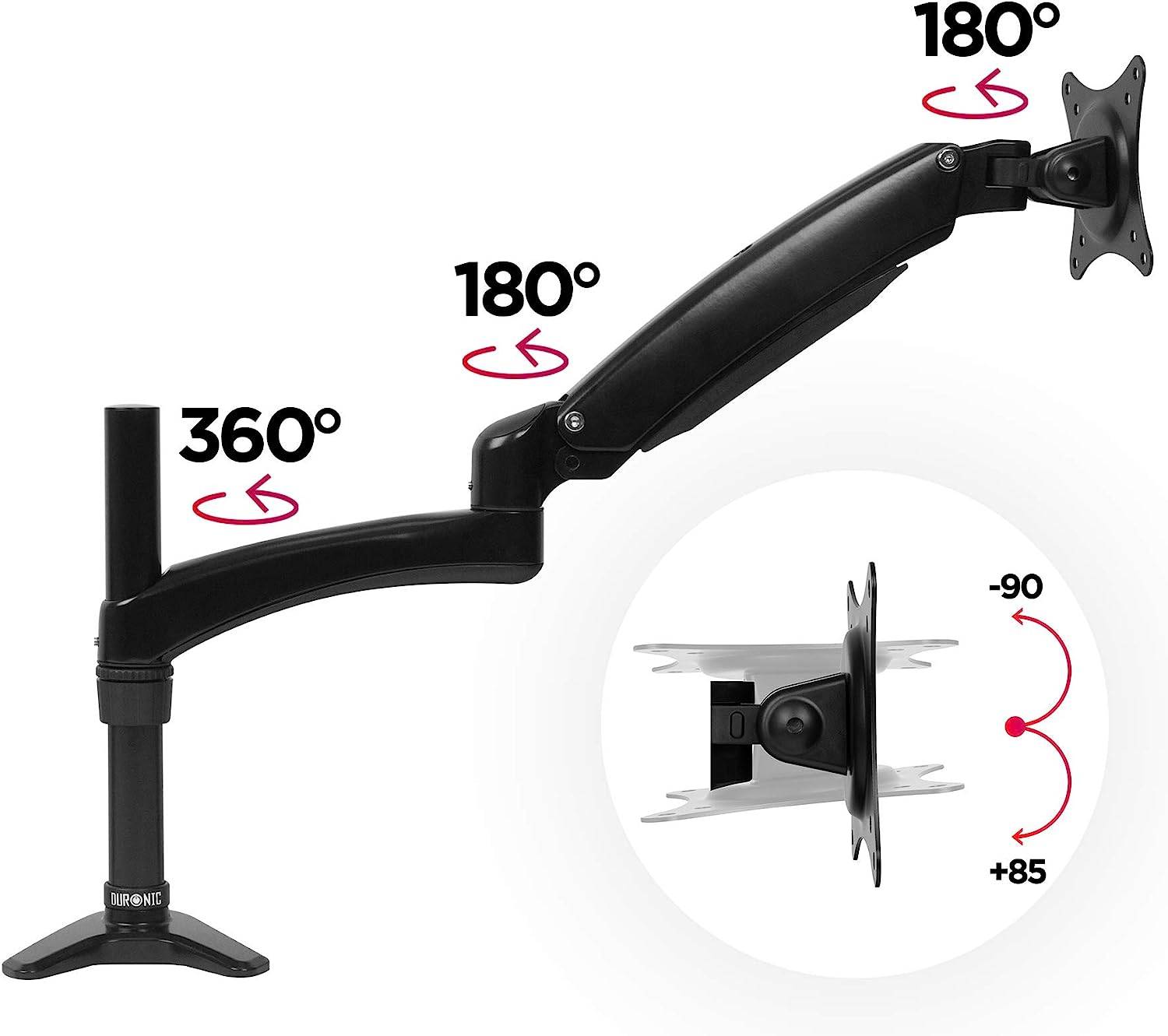 Duronic DM551X2 Monitorhalterung für 27" - 7,8kg Kapazität - Verstellbar in Höhe, Neigung und Drehung - VESA 75/100