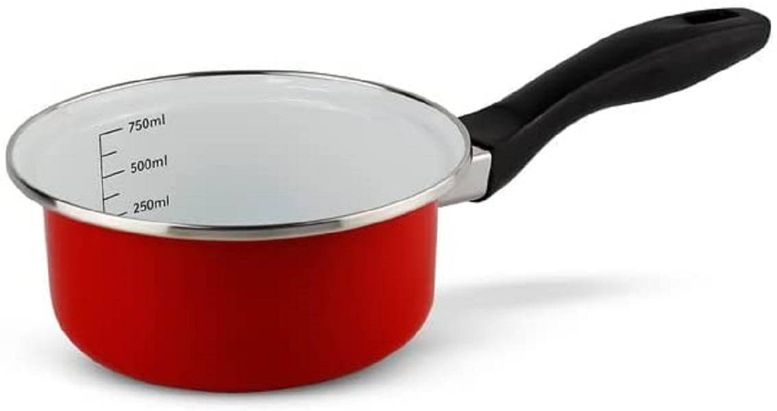 Schäfer Stieltopf Ø16cm Stielkasserolle 1,3L Induktion Antihaft Stieltopf Kochtopf Rot