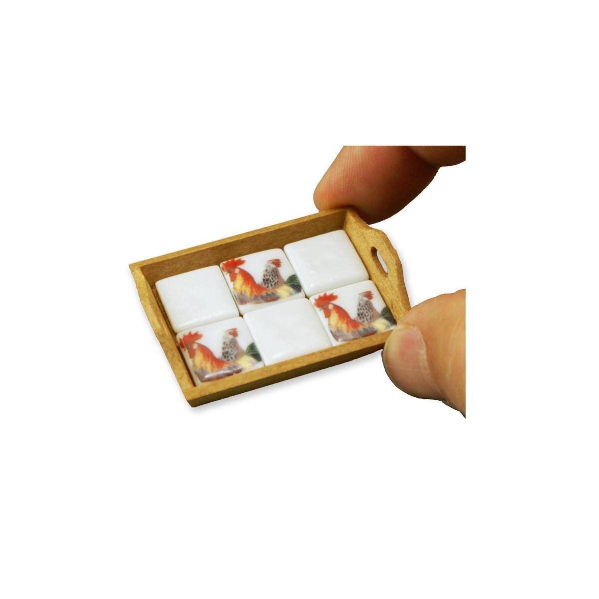 1.765/0 - Serviertablett mit Fliesen "Hahn", Miniatur