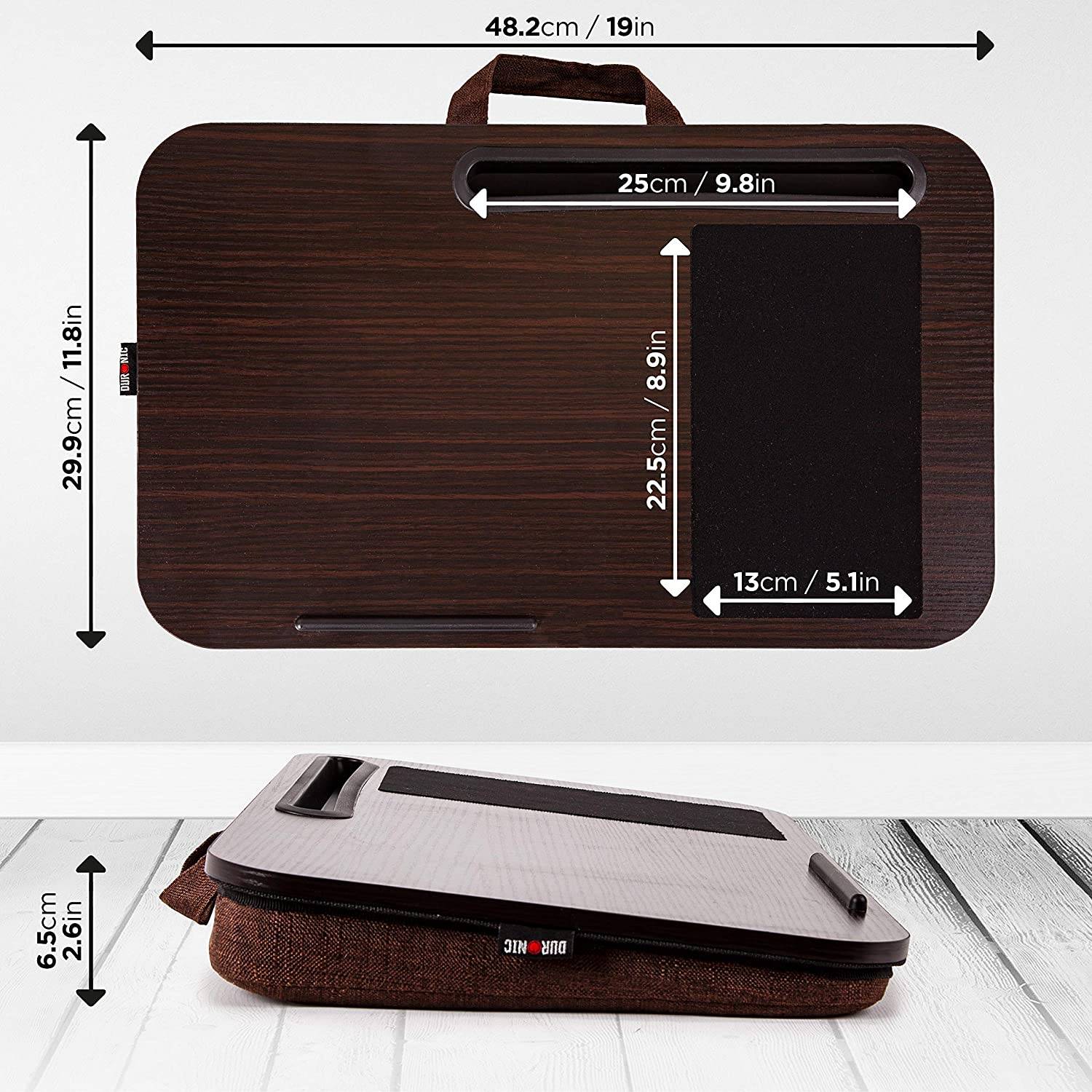 Duronic DML422 Laptopständer | Ergonomischer Laptop Tisch mit Kissen | Laptop Halterung mit Schaumstoffkissenstütze