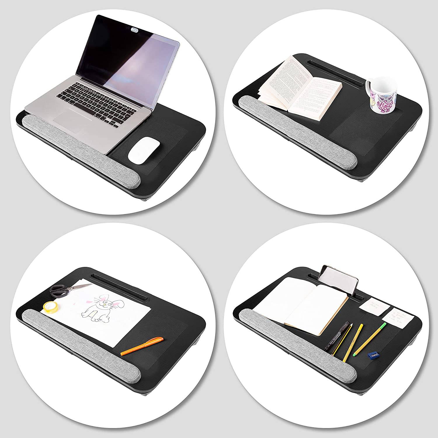 Duronic DML433 Laptopständer | Ergonomischer Laptop Tisch mit Kissen | Laptop Halterung mit Schaumstoffkissenstütze