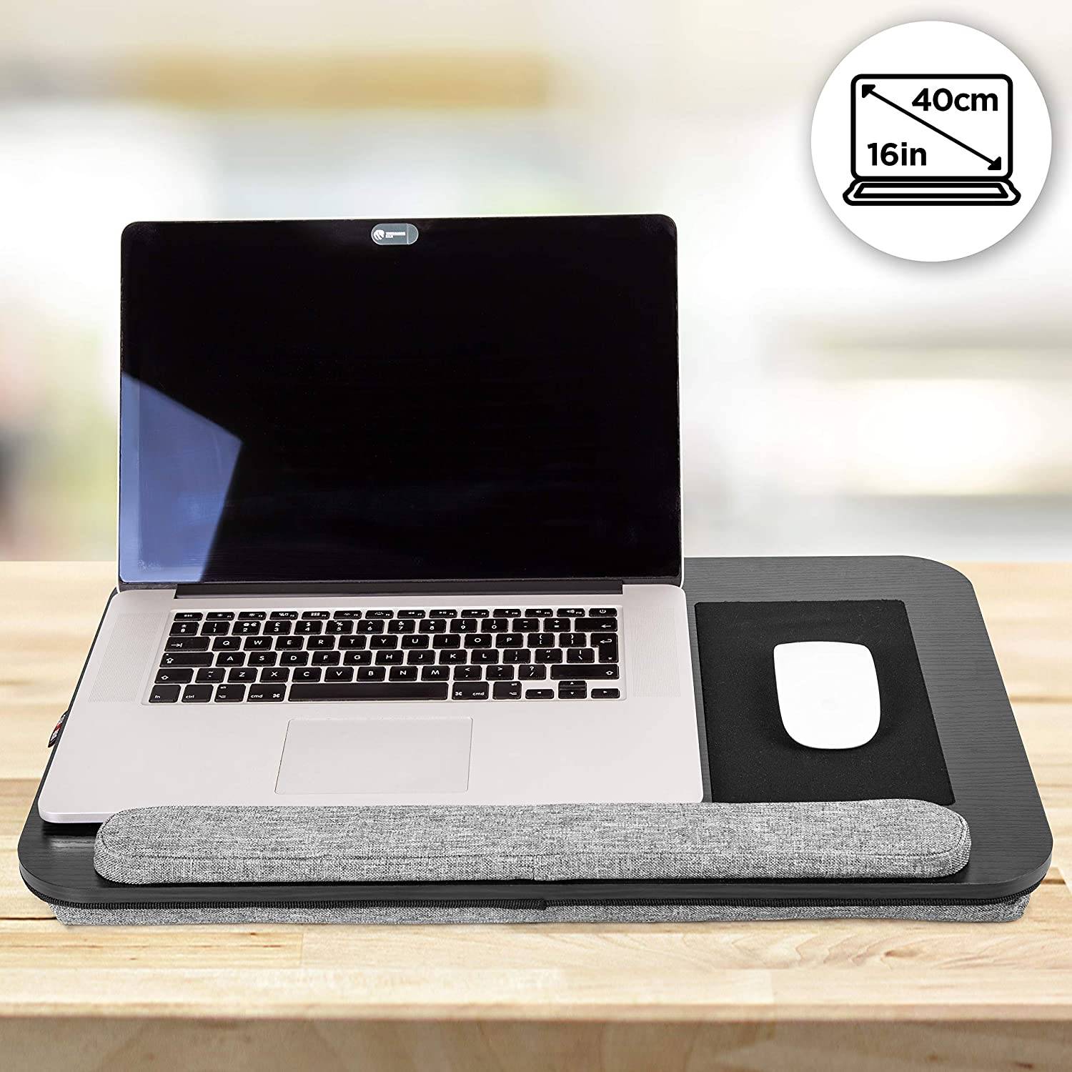 Duronic DML433 Laptopständer | Ergonomischer Laptop Tisch mit Kissen | Laptop Halterung mit Schaumstoffkissenstütze