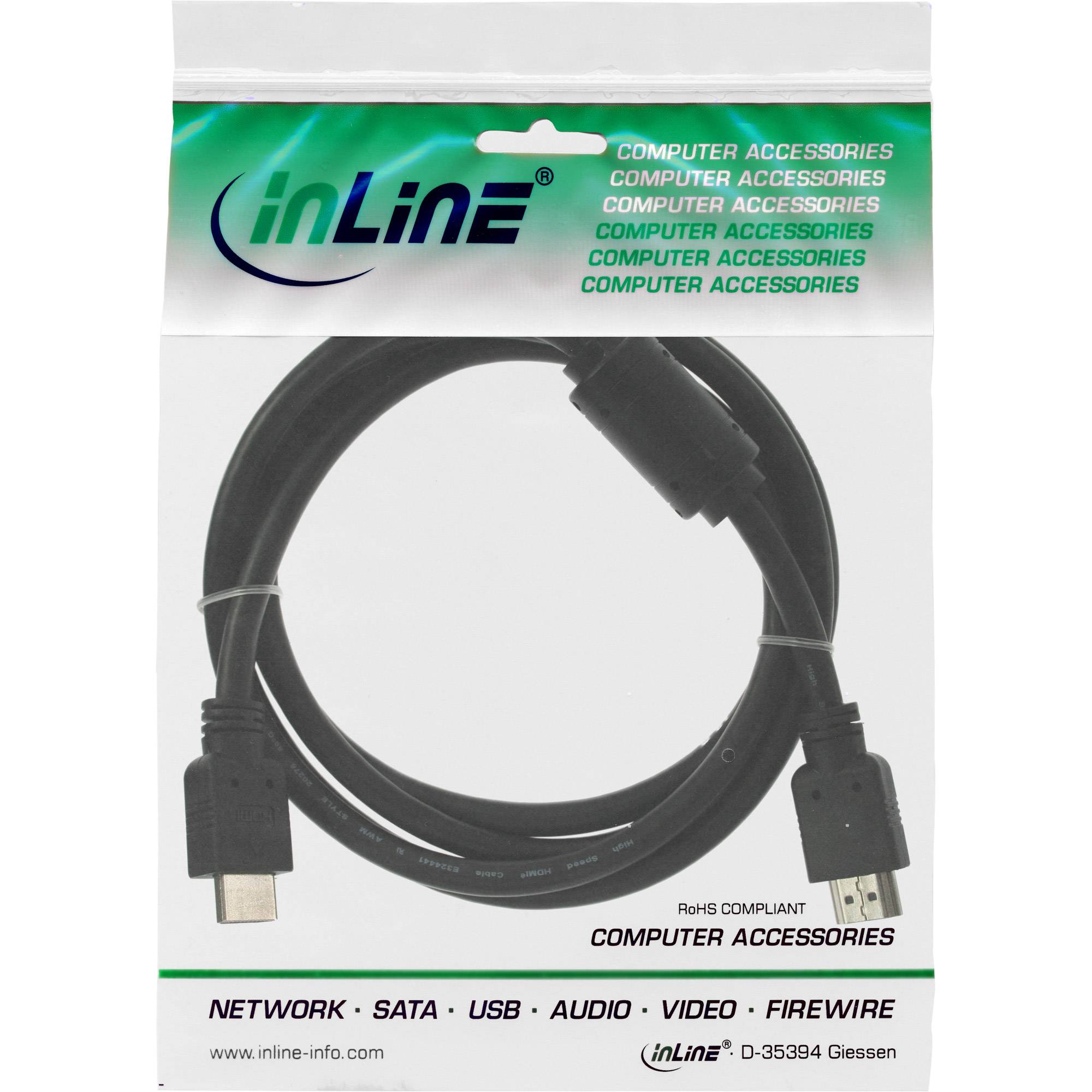 INLINE - HDMI Kabel - HDMI-High Speed - ST / ST - schwarz - mit Ferrit - 1,8m