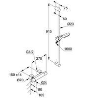 Kludi Shower-Duo LOGO 3S Wandstange L=900mm chrom