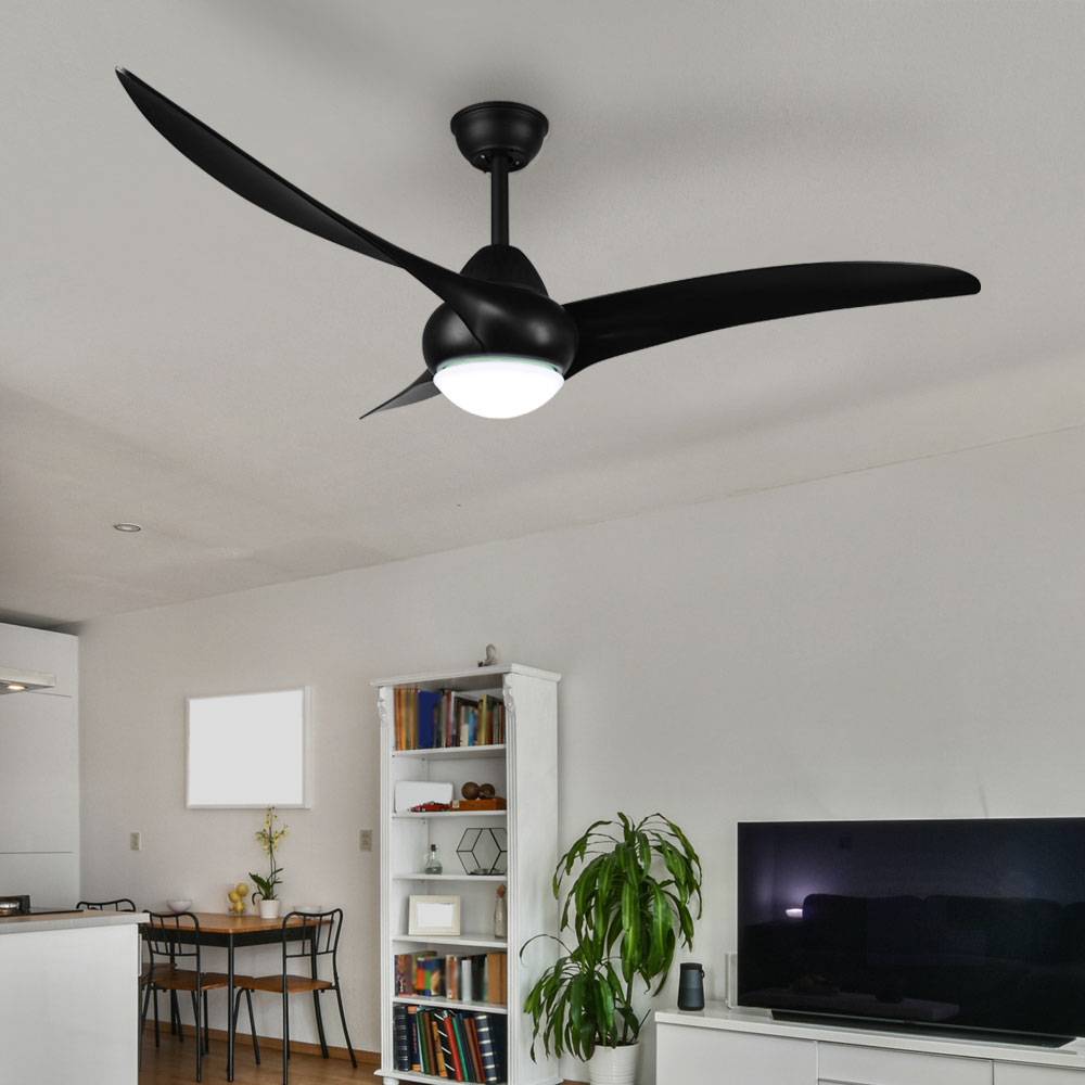 Deckenventilator schwarz mit Beleuchtung Deckenventilator mit Fernbedienung schwarz Ventilatorlampen Decke, Timer CCT, 1x LED 20W 2300Lm, DxH
