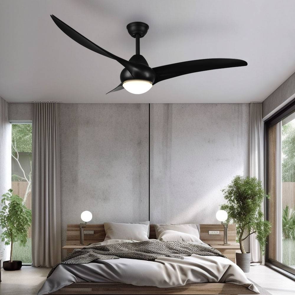 Deckenleuchte Deckenventilator Raumlüfter Kühler Wohnzimmerlampe Schlafzimmerleuchte, Metall schwarz, App-Steuerung dimmbar Fernbedienung 3 Stufen