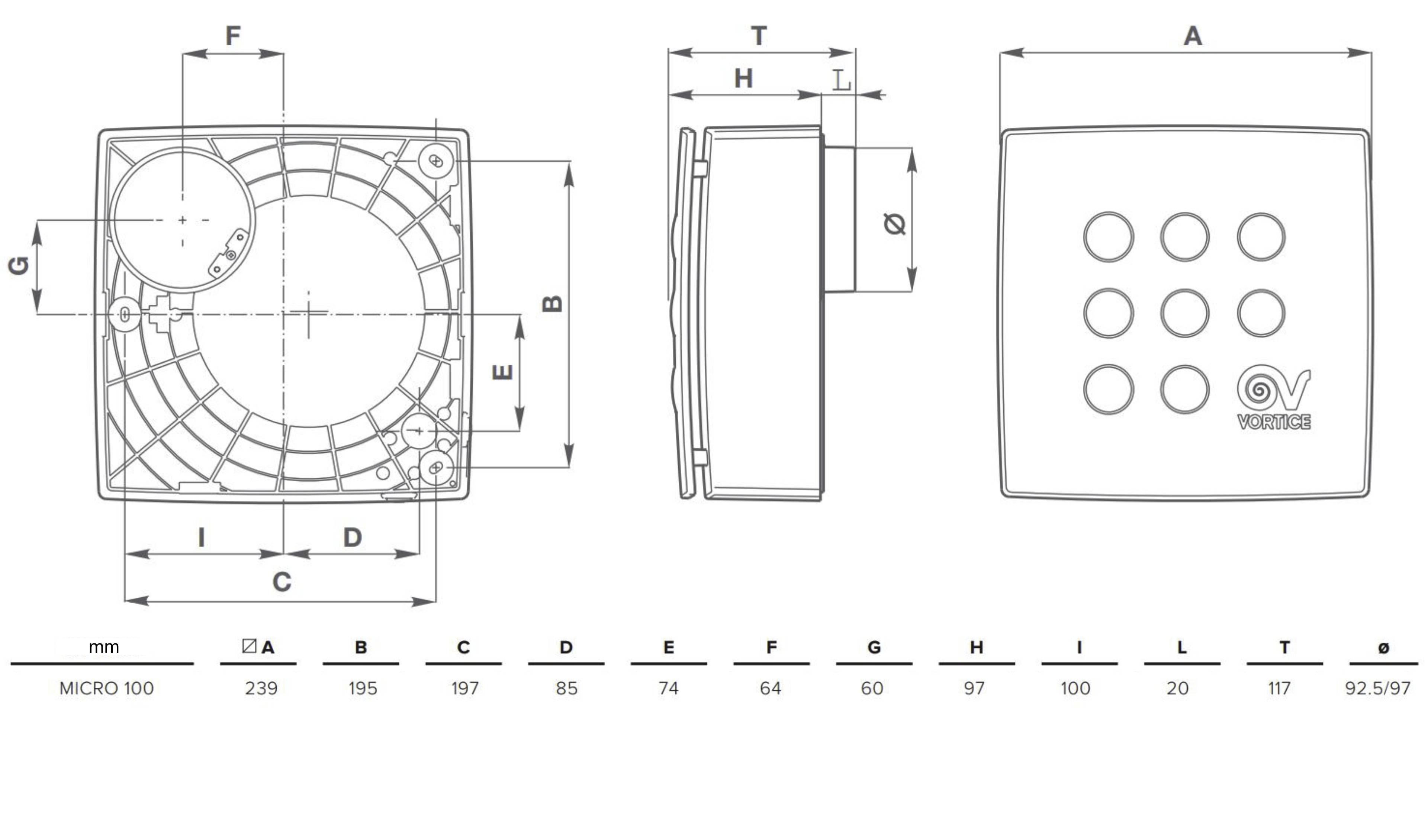 Schachtventilator Quadro Micro 100 AP - 11936