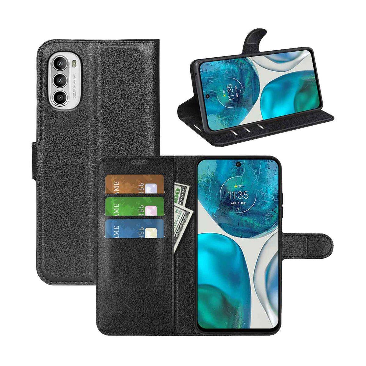 Für Motorola Moto G52 4G Handy Tasche Wallet Premium Schutz Hülle Case Cover Etuis Neu Zubehör Schwarz