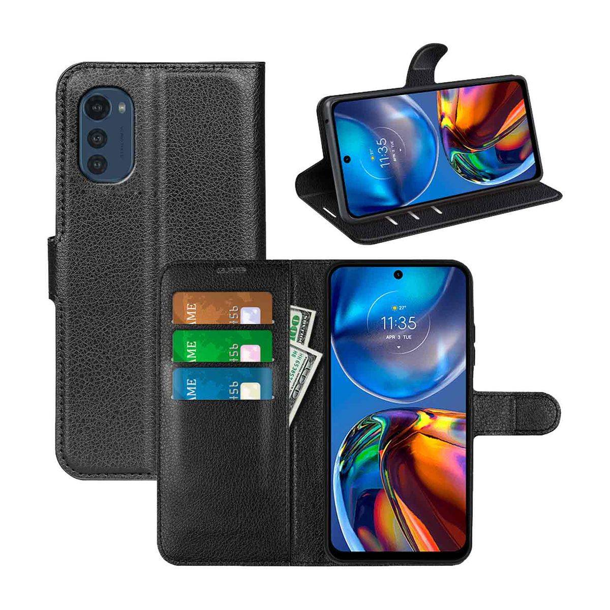 Für Motorola Moto E32 Handy Tasche Wallet Premium Schutz Hülle Case Cover Etuis Neu Zubehör Schwarz