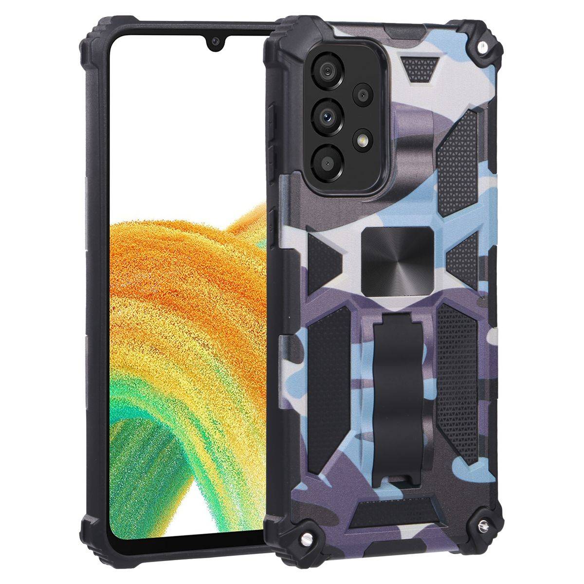 Für Samsung Galaxy A33 5G Camouflage Shockproof Armor TPU Schutz Tasche Hülle Cover Hell Blau