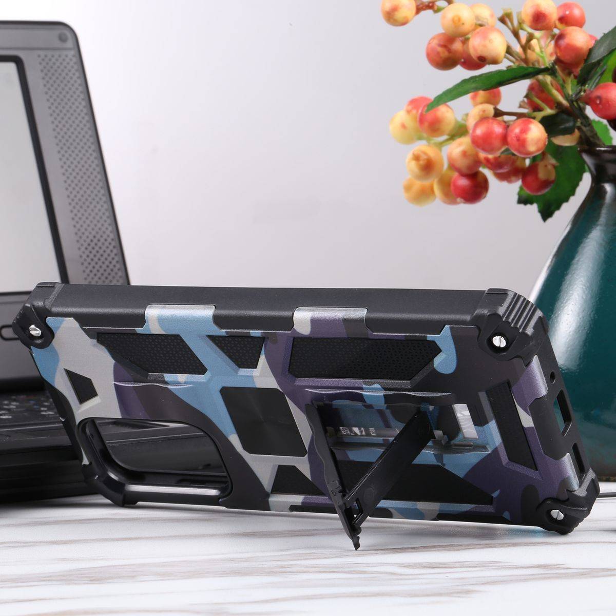 Für Samsung Galaxy A33 5G Camouflage Shockproof Armor TPU Schutz Tasche Hülle Cover Hell Blau