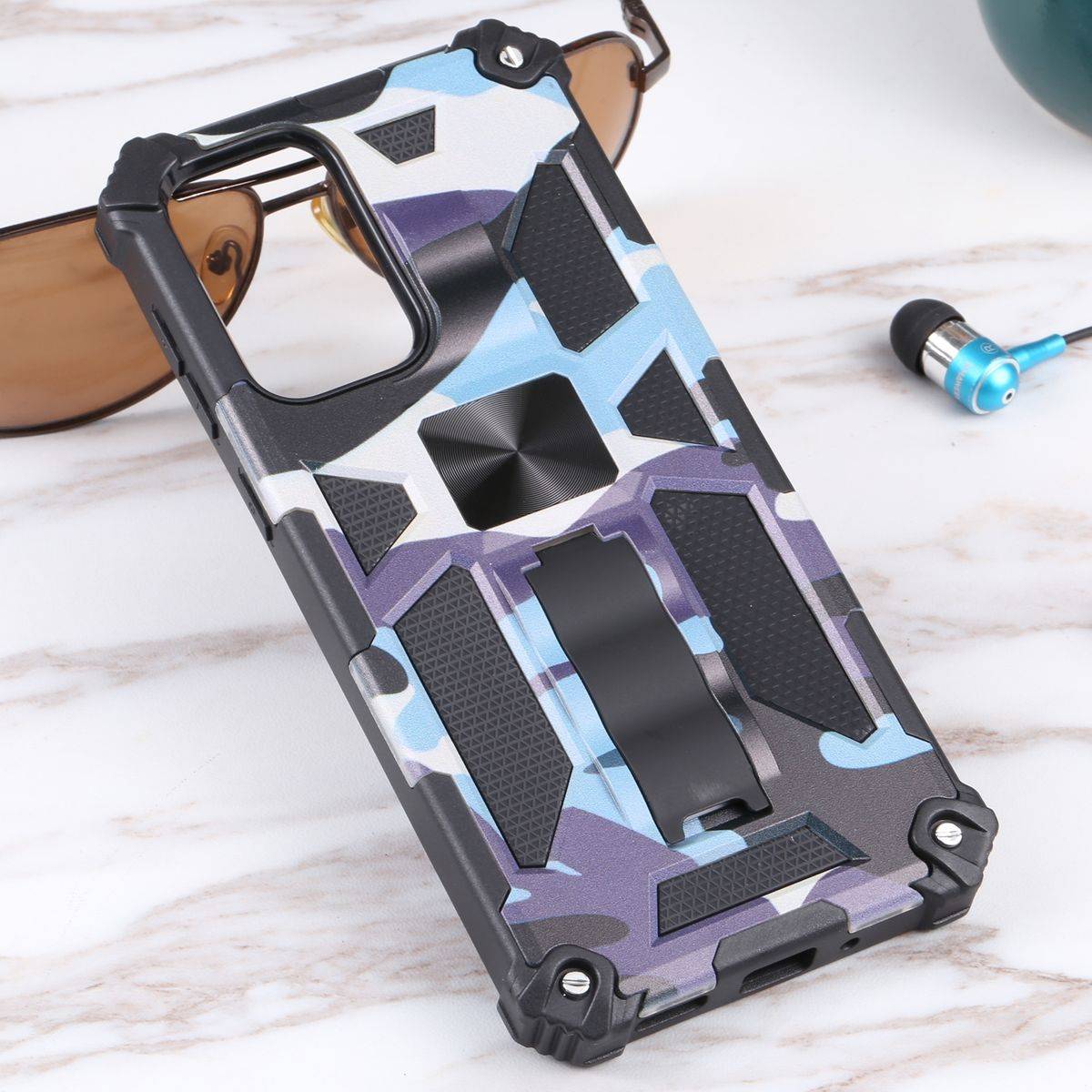 Für Samsung Galaxy A33 5G Camouflage Shockproof Armor TPU Schutz Tasche Hülle Cover Hell Blau