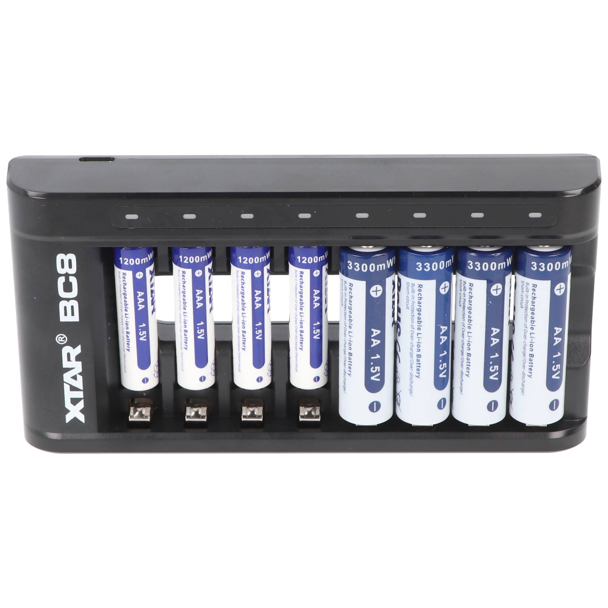 BC8 Schnell-Ladegerät für Li-Ion 1.5V Akku und 1,5V NiMH 1,2V Akkus AA AAA