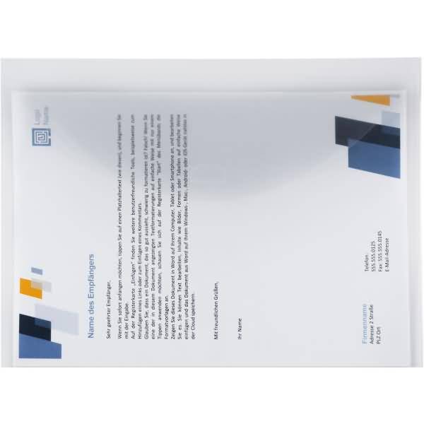 Sichttasche light A4 quer farblos Steckverschluss transparent