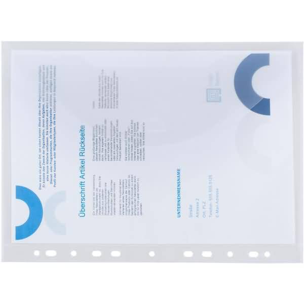 Sichttasche light mit Abheftrand A4 quer Steckverschluss transparent