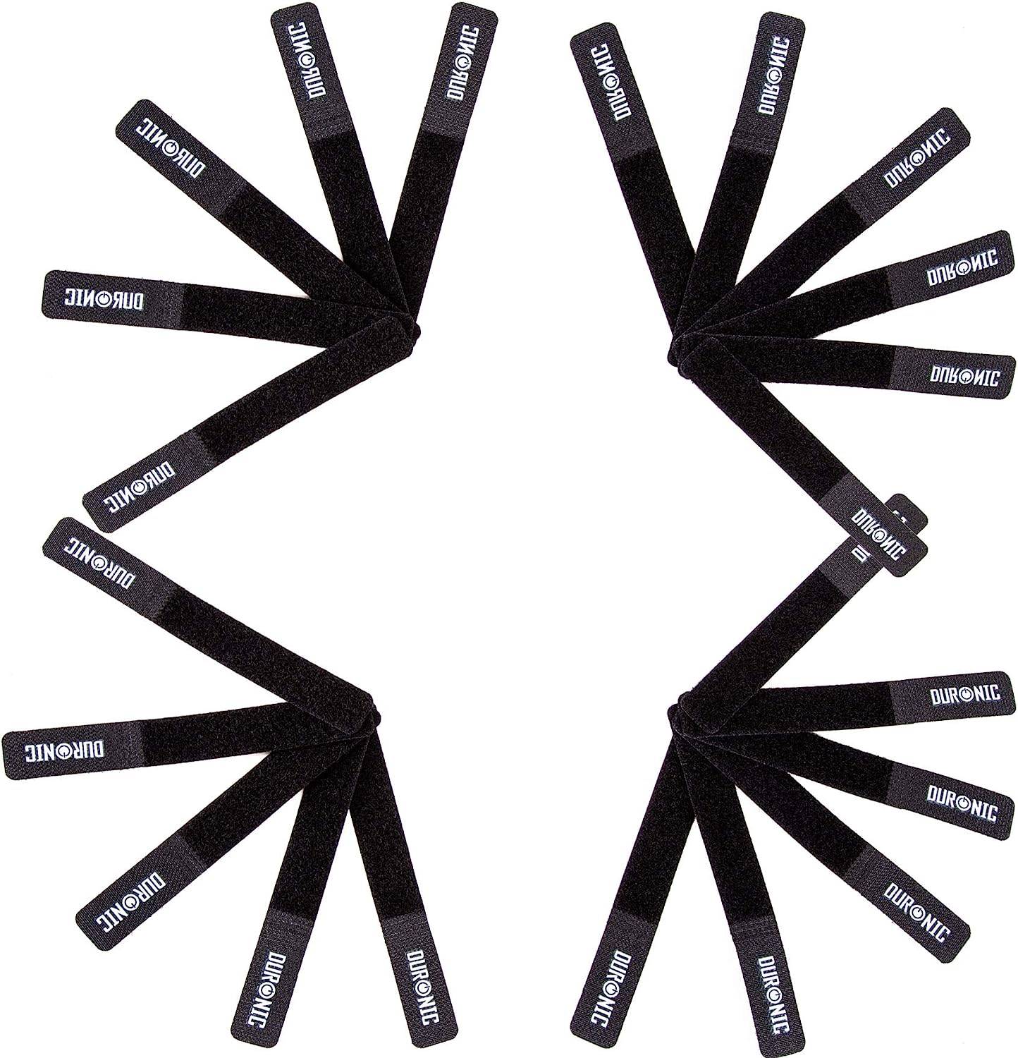 Duronic 24 Vel wiederverwendbare Kabelbinder - 2x15cm Klettband mit Klettverschluss - Kabelklettband für Kabelmanagement
